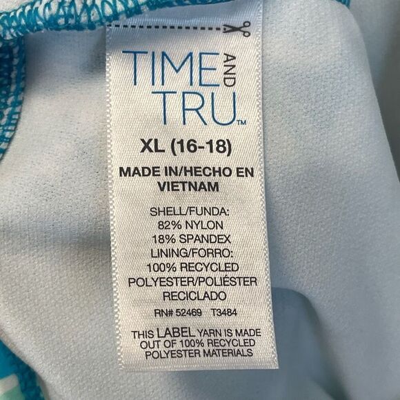 Time and Tru Women's Swimsuit Size XL V Neck Beaded Halter One Piece Floral NWT - Picture 8 of 12